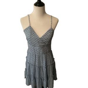 NWT Trixxi Cleo Swiss Dot Mini Dress Size Large Light Blue